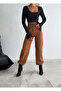 Women's Suede Baggy Pants - 3