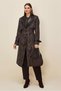 Leather Detail Trench Coat with Belt 10987 - 2