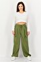 Women Regular Fit Plain Cargo Pants, Sage Green - 3