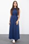 Navy Blue Zippered Cropped Jacket Sleeveless Girls' Dress Set 23410 - 6