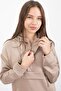 Beige Half-Zip Hooded Girls' Wide-Leg Tracksuit Set 23407 - 2