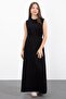 Black Zippered Crop Jacket Zero Sleeve Girls' Dress Set 23409 - 8