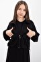 Black Zippered Crop Jacket Zero Sleeve Girls' Dress Set 23409 - 2