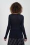 Navy blue boat neck modal cashmere blouse - 5