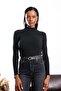 Black Mock Neck Basic Knitwear - 4