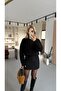 Button Detail Soft Textured Black Sweater