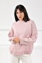 Pink Long Sleeve Crew Neck Cashmere Oversized Women's Knitwear Sweater