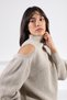 A.Beige Long Sleeve Off-Shoulder Cashmere Women's Knitwear Sweater - 4