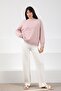 Pink Long Sleeve Crew Neck Cashmere Oversized Women's Knitwear Sweater - 3