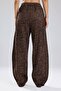Women’s Leopard Suede Fabric Elastic Waist Design Pants - 3