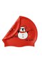 Christmas Themed Silicone Swimming Cap – Red Snowman Pattern – Adult & Teen Boys/Girls Pool Cap - 3