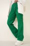 Unisex Green White Stitched Wide Leg Pants Baggy Regular Fit Jogger Cargo Pocket Jeans - 2