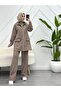 Double Zippered Stand-Up Collar Leopard Printed Double Set [Includes Tunic and Pants] - 3