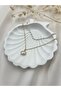 Gold Detailed Double Layer Pearl Necklace – Minimalist, Elegant, and Timeless Pearl Design - 2