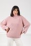 Pink Sleeve Slit Turtleneck Cashmere Women's Knitwear Sweater - 4