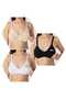 Women's Cotton 3-Pack Nursing Bra (Black-White-Skin)