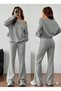 Women's Long Sleeve One Shoulder Open Two Thread Blouse and Pants Two Piece Set - 4