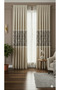 Cream-Colored Background Curtain with Stylish Mink Details, Marble Stone Texture, Thick Panel Background, Tightly Pleated Single Panel. - 2