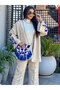Two-piece set, pants and wide jacket with embroidery and bag, suede, FREE SIZE UP TO 90 KG, Chic - 4