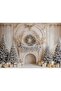Bembeyaz Winter Tale Golden Christmas with Fireplace Photo 200X150Cm Studio Background