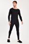 Men's Slim Fit Slim Fit Crew Neck Black Thermal Underwear Set
