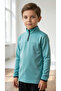 Kids Half Zip Scuba Sweat | Turquoise (Turquoise Children's Sweatshirt with Slim Fit Half-Zipper Scuba Fabric) - 3