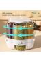 Grain Food Storage Dispenser, 22lbs, 6-Compartment, 360° Rotating (Green & Clear) - 4