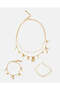 Girls Gold Embellished Necklace And Bracelet (3 Piece) - 2