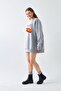 Women's Oversized Sweat Dress Bakery Bun Printed Gray Melange – Crew Neck, 3 Thread Fleece - 3