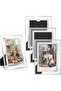 4-Pack 6x4 Glass Photo Frames, Silver Mirrored Rectangular, Tabletop (Horizontal/Vertical)