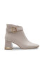 Women's Beige Snake Patent Leather 6.5 cm Heel Square Toe Stylish Boots – Modern and Elegant Style Complement. - 4