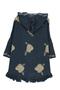 Indigo Embossed Rose Patterned K Hooded Women's Poncho - 6