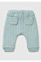 Baby Grey-Green Logo Label Elastic Waist Drawstring Lightly Padded Sweatpants - 2