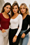 Women's 3-Pack Black-White-Maroon U-Neck Bodycon Long Sleeve Blouse - 4