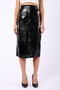 Black Glam Crocodile Genuine Leather Skirt - 2