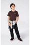 Rib Cuff Pants Kids Black Sweatpants - 307330-Kk001