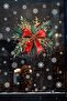 Christmas Glass Sticker Set – Large Bow and Pine Branches (50X49 cm) + 42 Snowflakes |   Double-Sided
