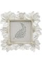 4x4 Small Vintage Picture Frame, White Ornate Square