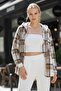 Coffee-White Hooded Long Sleeve Lumberjack Plaid Button Pocket Woven Shirt 68 65 - 6