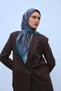 Viscose Velora Scarf Petrol Blue-Brown Patterned Non-Slip Tuckable 90X90 - 2