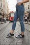 Women's Black Gray White Striped Lightweight Comfortable Sole Sneaker Faux Leather Sports Shoes - 3