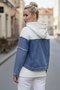 Italian Jean Blue K Hooded Long Sleeve Zippered Pocket Knitwear g Paneled Denim Jacket 65 60 - 5