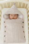 Baby Girl Boy Buttoned Cream Swaddle Blanket Newborn Gift Stl7123
