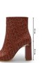 Women's Tan Crocodile Patent Leather 9.5 cm Heeled Square Toe Stylish Boots Suitable for Daily and Night Use - 4