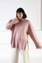 Pink Long Sleeve Side Slit Turtleneck Cashmere Women's Knitwear Sweater - 5