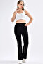 High Waist Black Flare Leg Trousers Lycra Flexible Jeans - 4