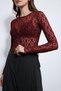 Burgundy Lace Detailed Transparent Blouse - 6