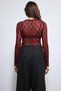 Burgundy Lace Detailed Transparent Blouse - 7