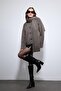 Light Brown Scarf Collar Faux Fur Coat - 3