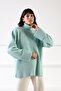 Mint Long Sleeve Side Slit Turtleneck Cashmere Women's Knitwear Sweater - 3